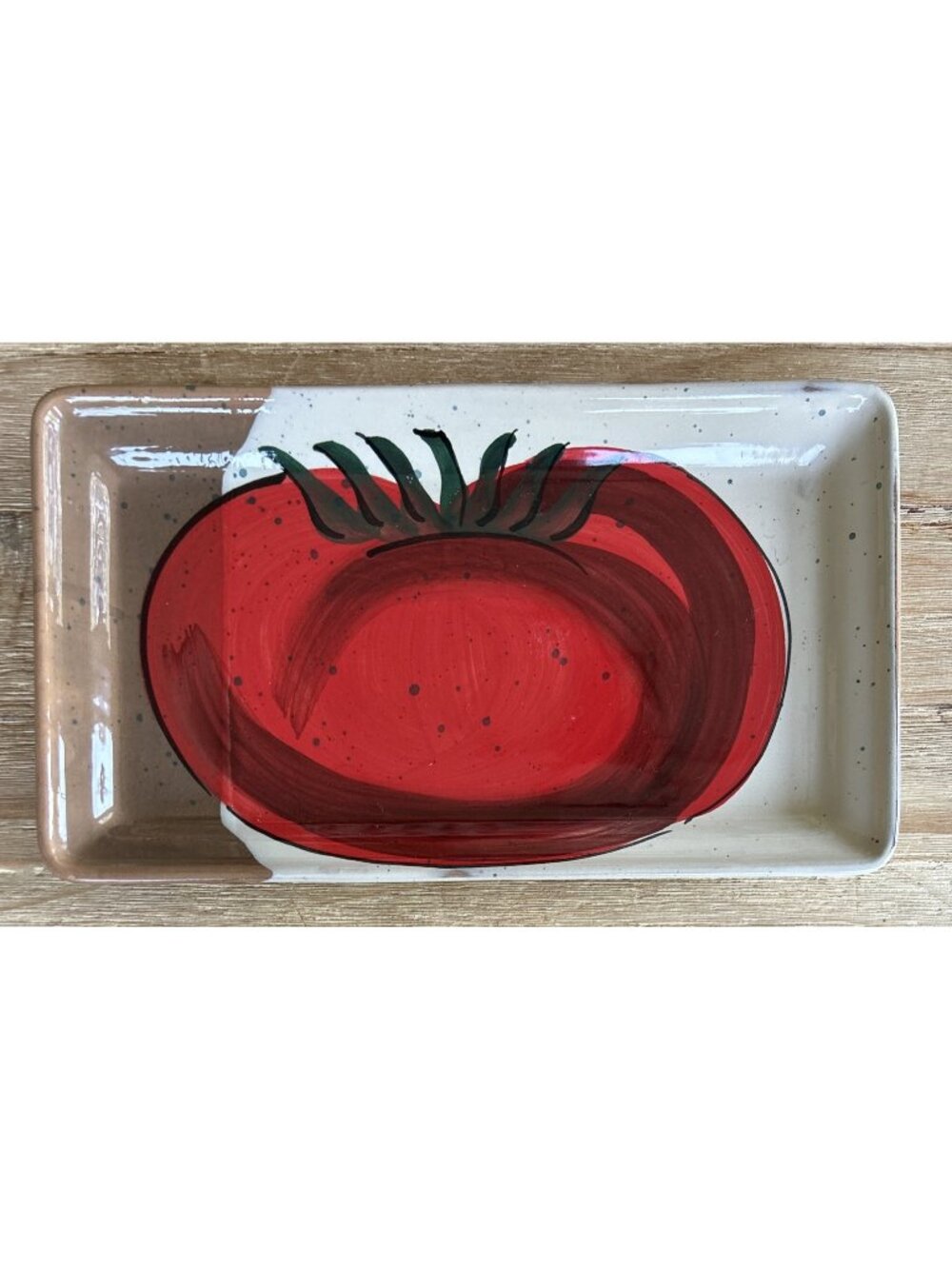 Crate and Barrel Tomato Serving Tray Platter Plate Made in Italy 13.75" x 7.75"